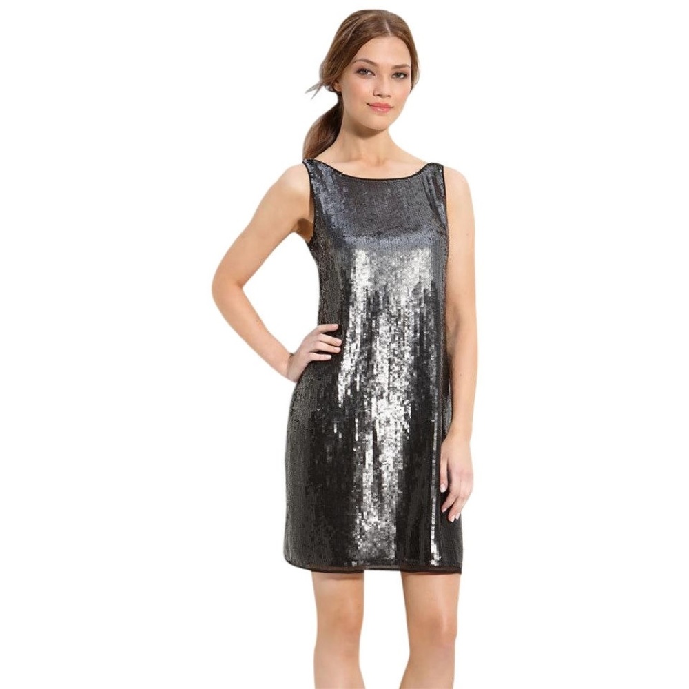 NEW Glint Gray Ombre Sequin Shift Dress